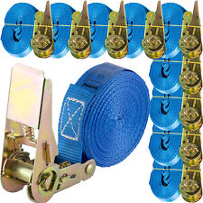 10x Spanngurt einteilig 4m lang 25mm breit 800 Kg daN Blau Zurrgurte Spanngurte