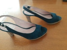 Damen Slingpumps von Carla Cardi blau Leder Gr. 38 TOP