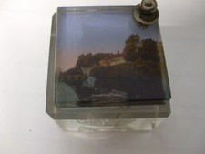 Tintenfaß Glaskubus antik mit