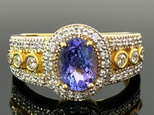 RING GR.19 (CA.60) 925/- SILBER GELBVERGOLDET MIT TANSANIT & ZIRKON SCHMUCKJAGD