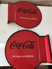 Original mexikanisches Coca-Cola Reklameschild beidseitig bedruckt 35x38 cm