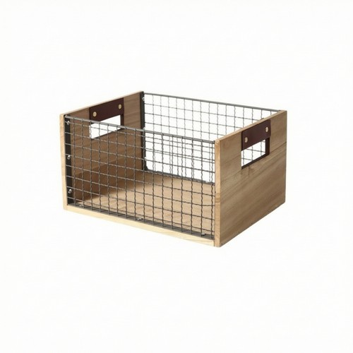 Drahtkorb mit holz rechteckig - holz,