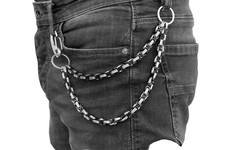 Hosenkette Edelstahl Schlüsselkette Biker Königskette silber-schwarz 30-80