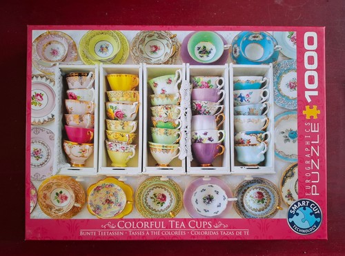 Puzzle colorful tea - puzzle, cups
