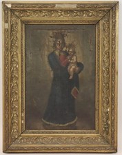 Maria mit Jesus Kind biblisches Ölgemälde unsigniert 18./19.Jhd  (BK6630)