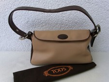 TOD´S Tasche Handtasche Schultertasche Vintage Leder beige-braun mittel