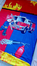 Bettwäsche Kinder Baumwolle Feuerwehrmann Set: Decke 130x200 cm /Kissen 70x56 cm