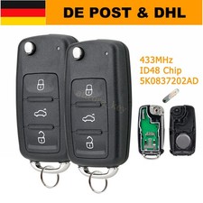 2X 433MHz Funk Schlüssel Fernbedienung Für VW Golf Polo Passat Tiguan Seat Skoda