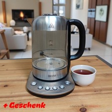BEEM Teatime II Wasserkocher, 1,7 L, 2200 W, Edelstahl-Glas, 4 Programme