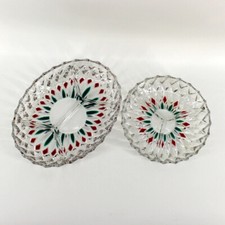 Walther Glas Kristallglas 2 er Set 1 Servierplatte oval 1 Schale rund Rot-Grün.