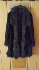 Ledermantel mit Kunst-Fell / Größe 44 / Schwarz