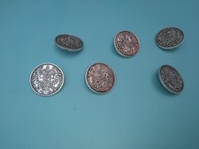 6 Metallknöpfe, Silber