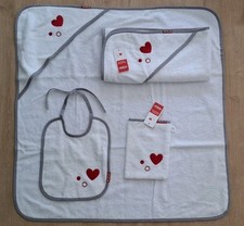 4 Teilig Baby Handtuch Set 2x badetuchmit Kapuze 1x waschlappen 1x Lätzchen neu