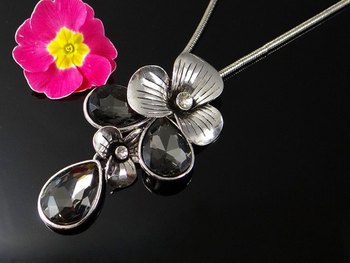 Kette strass steine blume - strass,