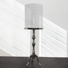 Windlicht, Glas, Alu, Sockel