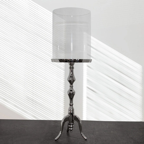 Windlicht glas alu - glas,, sockel