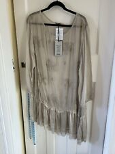 NEU MIT ETIKETT DAL CHERY ITALIEN BLICKDICHTE TUNIKA SILBERGRAU GRÖSSE XXXXL RÜSCHEN @ SAUM 3/4-ÄRMEL