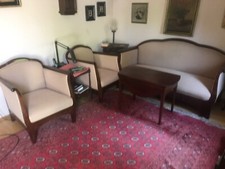 Antik, Biedermeier Garnitur  Sofa  und 2 Sessel Mahagoni. Aufgearbeitet