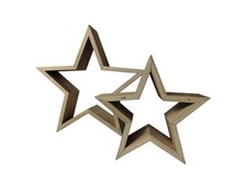 Deko Holzstern 2er Set natur oder weiß Stern Weihnachtsstern  ( 22 cm / 17 cm )