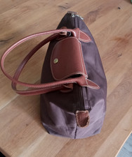Original Longchamp Handtasche braun 2 Griffe mit Logo am Reißverschluss