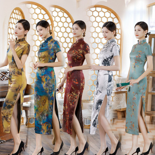 Damen satin qipao kleid - satin,