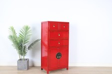 chinesische Kommode Sideboard 4 Schubladen 2 Türen rot #M-KOM-Ye76