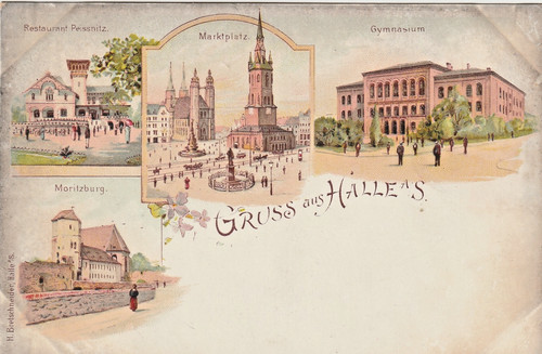 Halle saale bild litho - saale,, bild-litho