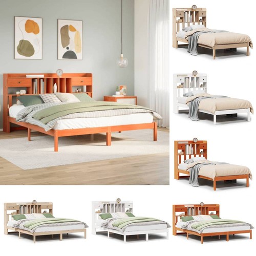 Massivholzbett mit regal - mit,