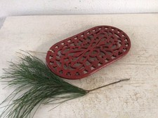 Alter Untersetzer Gusseisen Shabby Frankreich Rot Vintage Country Garten oval