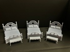 Queen-Size-Bett mit Sitzbank-Sets, Maßstab O 1:48, Weiß Unbemalt