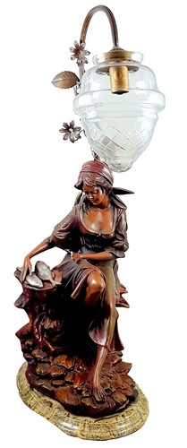 Bronze figur tischlampe - bronze,