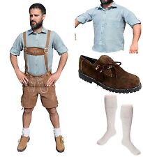 5-teiliges Trachtenset hellbraun kurz E Trachtenlederhose Schuhe,Hemd,Socken WOW