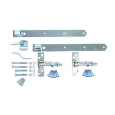 TORBESCHLAG SET GARTENTOR VERZINKT LADENBÄNDER VERSTELLBAR 2 BAND, PLATTE, FALLE