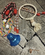  Papageienspielzeug, Denkspielzeug für Futter/Leckerli, Glocke groß, Seile, Ring