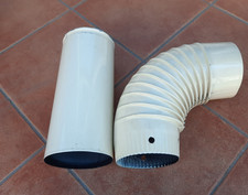 Ofenrohr Kamin emailliert beige 120mm  90° Bogen + Gerade ~30cm  _  Rauch Rohr