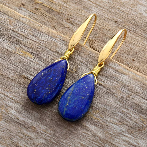 Lapislazuli ohrringe blau gold - ohrringe,