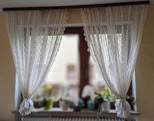 Holländer Gardinen Weiß Spitze Pflegeleicht 1 Paar