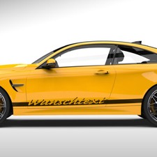 Seitenstreifen Set Auto Aufkleber Dekor Streifen Rennstreifen Wunschtext  #1394