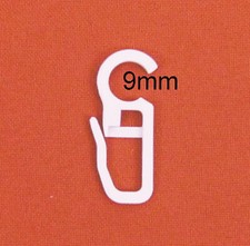10 - 100 Gardinenhaken weiß Öse 9mm für Ringe Faltenlegehaken Überklipshaken