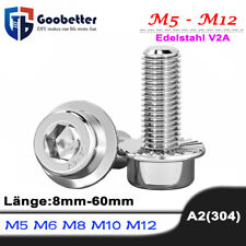 Zylinderschraube mit Flansch Innensechskant Kopf M5 M6 M8 M10M12 VA A2 Edelstahl