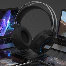 S603 Over Ear LED Stereo Headset mit Mikrofon Gaming USB für PC Office Kopfhörer