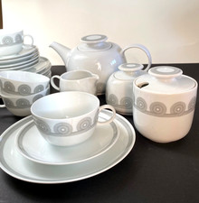 Melitta Teeservice Form Lindau Graue Wellen 21 Teile + Marmeladentopf