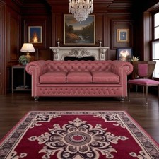 Chesterfield Oxford 2 Sitz Sofa   Super Rinder Aniline Narben Leder Burgund