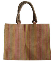 Sommertasche Jute-Shopper rotbunt gestreift Schultertasche Damen Vintage