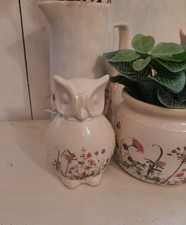 Niedlicher Eule in Beige aus Keramik mit Frühlingswiesen-Motiv, Clayre & Eef