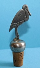 Alter Metall Zierkorken Storch / Metalwork Bottle Stopper Stork Bouchon en Metal