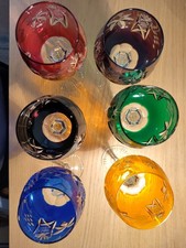 6 Weinfurtner Bleikristall Römer Bunt, mundgeblasen, handgeschliffen, Weingläser