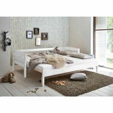 Funktionsbett Gästebett Emilia 90/180x200 Buche massiv weiß NEU