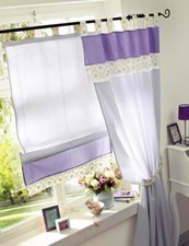 Raffrollo, mit Schlaufen, Blickdicht, Farbe Lila, Design Landhausstil, Shabby-Ch