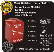 6 teiliges Coca Cola Aufkleber Set M - 10 Cent weiß für Mini Kühlschrank Kühlbox